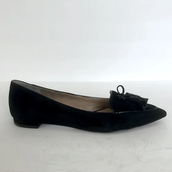 Ann Taylor Women's Tassel Penny Loafer Flat Suede Slip On Black Shoes Size 8.5M - Picture 3 of 7